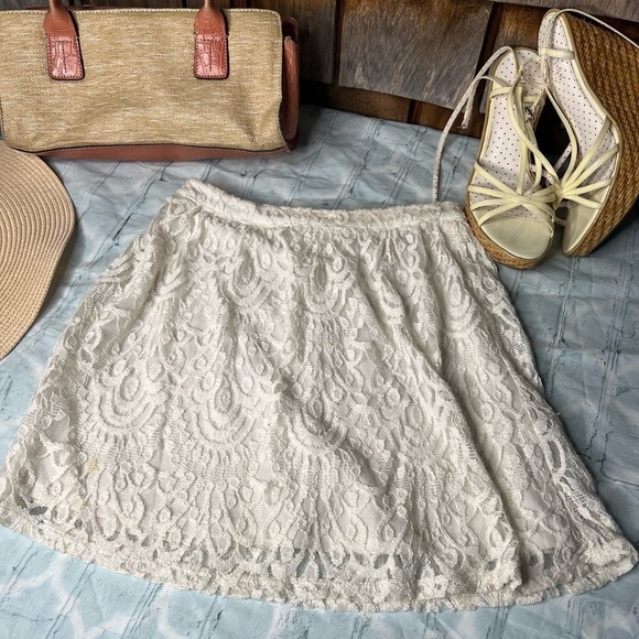 Monteau Women’s Lace Tulle Skirt Cream Size S - Picture 8 of 9